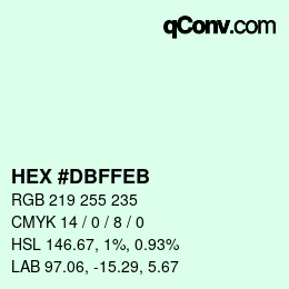 Color code: HEX #DBFFEB | qconv.com