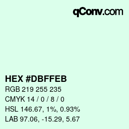 カラーコード: HEX #DBFFEB | qconv.com