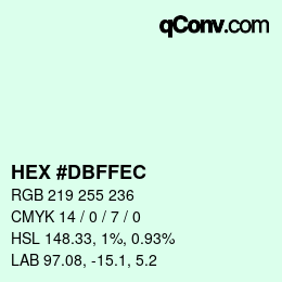 Color code: HEX #DBFFEC | qconv.com