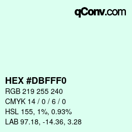 Color code: HEX #DBFFF0 | qconv.com