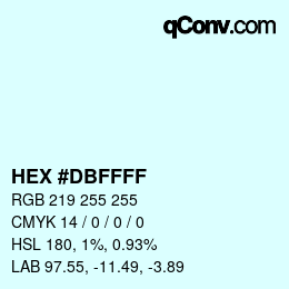 カラーコード: HEX #DBFFFF | qconv.com