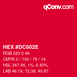 Color code: HEX #DC002E | qconv.com