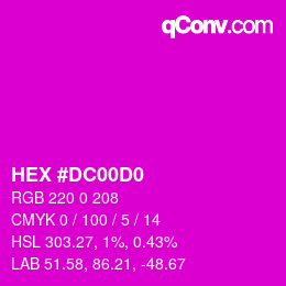 カラーコード: HEX #DC00D0 | qconv.com