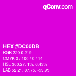 カラーコード: HEX #DC00DB | qconv.com