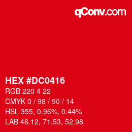 Color code: HEX #DC0416 | qconv.com