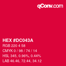 Code couleur: HEX #DC043A | qconv.com