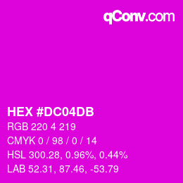 颜色代码: HEX #DC04DB | qconv.com