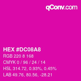 カラーコード: HEX #DC08A8 | qconv.com