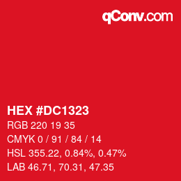 カラーコード: HEX #DC1323 | qconv.com