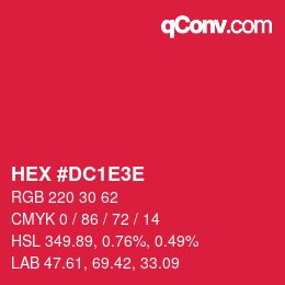 Color code: HEX #DC1E3E | qconv.com