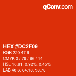 Color code: HEX #DC2F09 | qconv.com