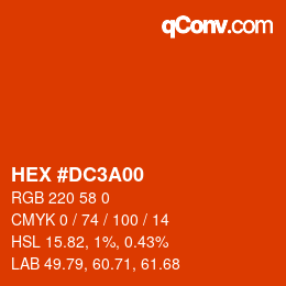 Color code: HEX #DC3A00 | qconv.com