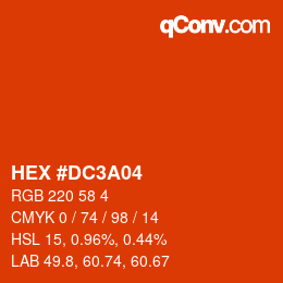 颜色代码: HEX #DC3A04 | qconv.com