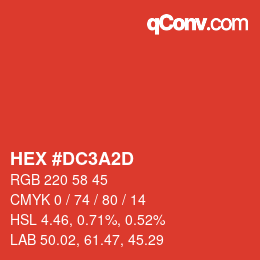 カラーコード: HEX #DC3A2D | qconv.com