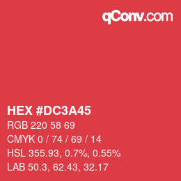 カラーコード: HEX #DC3A45 | qconv.com