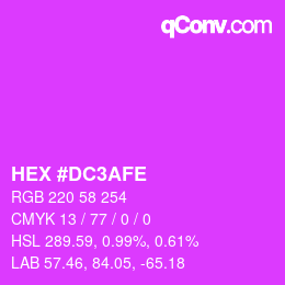 カラーコード: HEX #DC3AFE | qconv.com