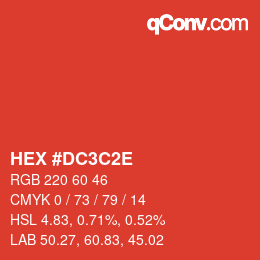 Farbcode: HEX #DC3C2E | qconv.com