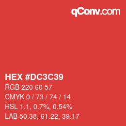 カラーコード: HEX #DC3C39 | qconv.com