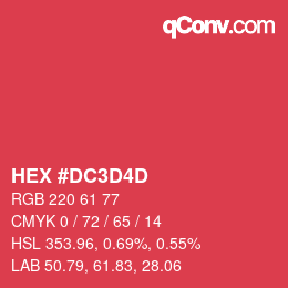 颜色代码: HEX #DC3D4D | qconv.com