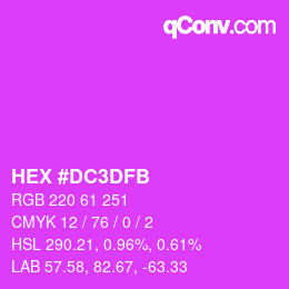颜色代码: HEX #DC3DFB | qconv.com