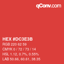 Color code: HEX #DC3E3B | qconv.com