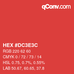 Código de color: HEX #DC3E3C | qconv.com