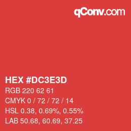 Color code: HEX #DC3E3D | qconv.com