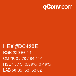 Color code: HEX #DC420E | qconv.com