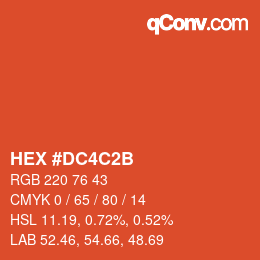 Color code: HEX #DC4C2B | qconv.com
