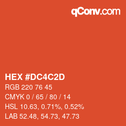 カラーコード: HEX #DC4C2D | qconv.com