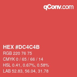 Color code: HEX #DC4C4B | qconv.com