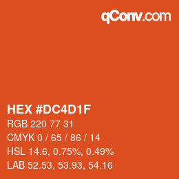 颜色代码: HEX #DC4D1F | qconv.com