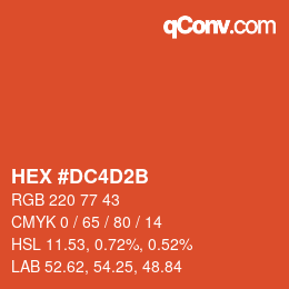 Color code: HEX #DC4D2B | qconv.com
