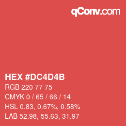 カラーコード: HEX #DC4D4B | qconv.com