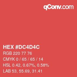 カラーコード: HEX #DC4D4C | qconv.com