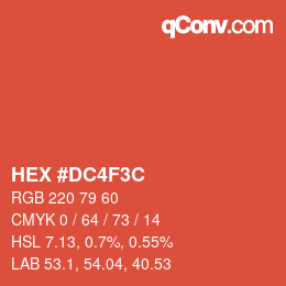 Color code: HEX #DC4F3C | qconv.com