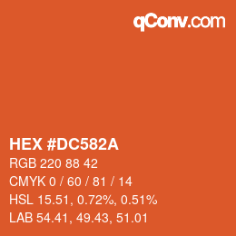 Código de color: HEX #DC582A | qconv.com