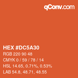 カラーコード: HEX #DC5A30 | qconv.com