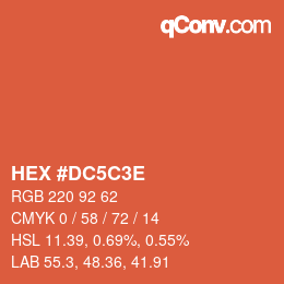 Color code: HEX #DC5C3E | qconv.com