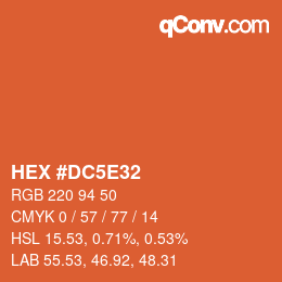 カラーコード: HEX #DC5E32 | qconv.com