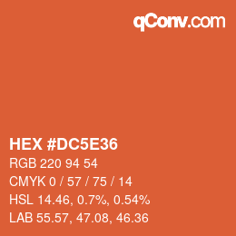 Color code: HEX #DC5E36 | qconv.com