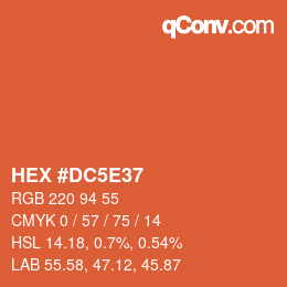 Color code: HEX #DC5E37 | qconv.com