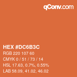 Color code: HEX #DC6B3C | qconv.com