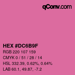 颜色代码: HEX #DC6B9F | qconv.com