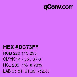 Color code: HEX #DC73FF | qconv.com
