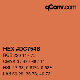 Color code: HEX #DC754B | qconv.com