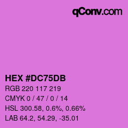 颜色代码: HEX #DC75DB | qconv.com