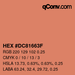 Farbcode: HEX #DC81663F | qconv.com
