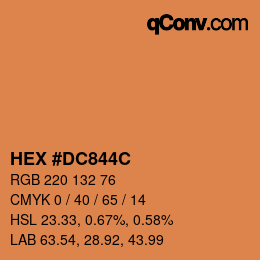 Color code: HEX #DC844C | qconv.com