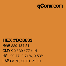 カラーコード: HEX #DC8633 | qconv.com
